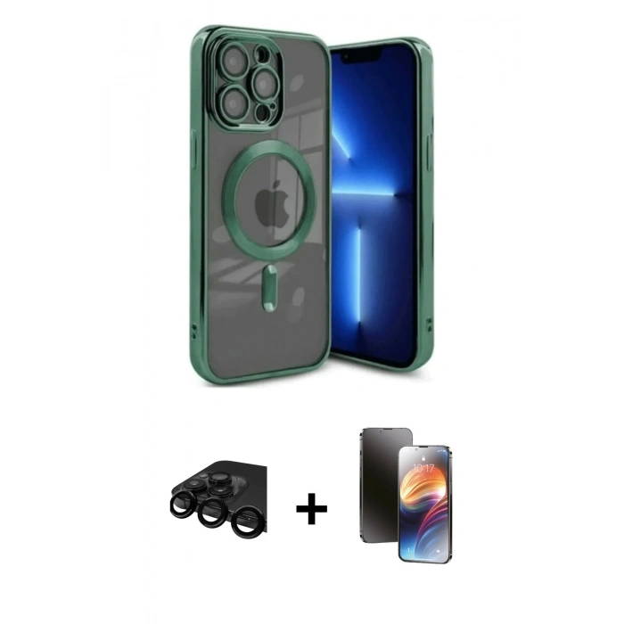 MARSİLYAN™- iPhone 15 Pro Kılıf Nova Işık Özel Seri - Siyah 3D Antistatik Mat Seramik Nano Ekran Koruyucu + Raze Metal Kamera Lens - SH