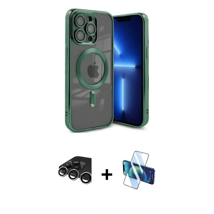 MARSİLYAN™- iPhone 15 Pro Kılıf Nova Işık Özel Seri - Siyah 3D Antistatik Seramik Nano Ekran Koruyucu + Raze Metal Kamera Lens - GS