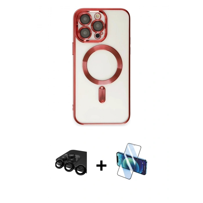 MARSİLYAN™- iPhone 15 Pro Kılıf Nova Işık Özel Seri - Siyah 3D Antistatik Seramik Nano Ekran Koruyucu + Raze Metal Kamera Lens - SH