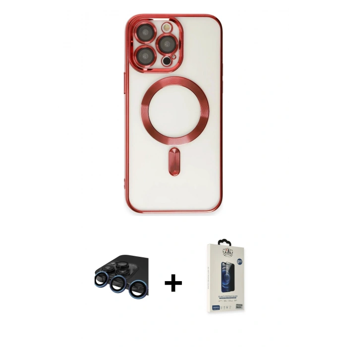 MARSİLYAN™- iPhone 15 Pro Kılıf Nova Işık Özel Seri - Siyah Bilvis Hayalet Cam Ekran Koruyucu + Raze Metal Kamera Lens - LT