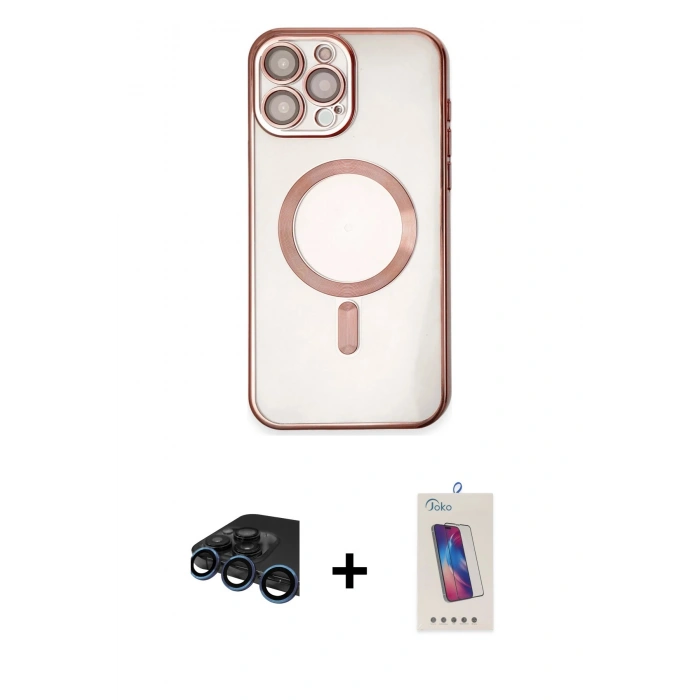 MARSİLYAN™- iPhone 15 Pro Kılıf Nova Işık Özel Seri - Siyah Joko 5D Cam + Raze Metal Kamera Lens - LT