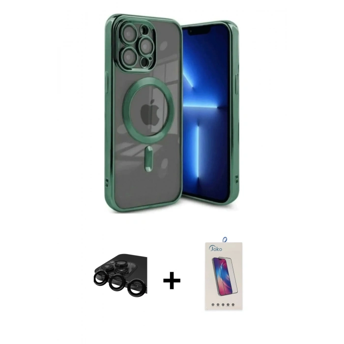 MARSİLYAN™- iPhone 15 Pro Kılıf Nova Işık Özel Seri - Siyah Joko 5D Cam + Siyah Raze Metal Kamera Lens