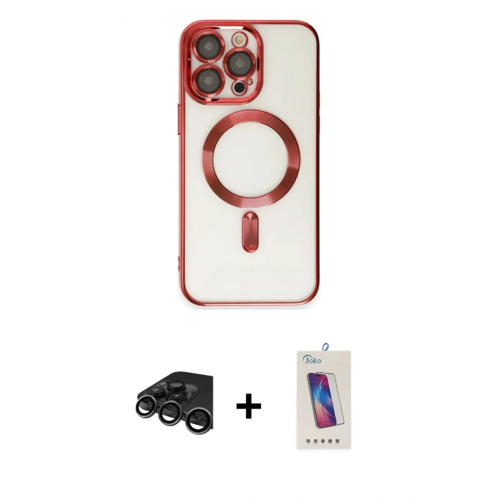 MARSİLYAN™- iPhone 15 Pro Kılıf Nova Işık Özel Seri - Siyah Joko 5D Cam + Raze Metal Kamera Lens - TMGI
