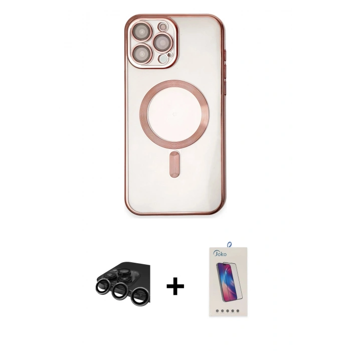 MARSİLYAN™- iPhone 15 Pro Kılıf Nova Işık Özel Seri - Siyah Joko 5D Cam + Raze Metal Kamera Lens - TMGI