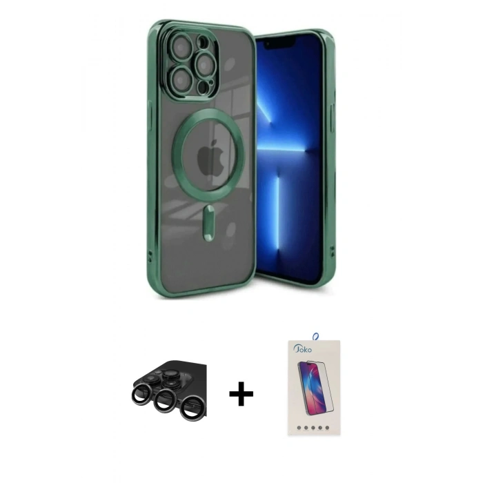MARSİLYAN™- iPhone 15 Pro Kılıf Nova Işık Özel Seri - Siyah Joko 5D Cam + Raze Metal Kamera Lens - TMGI
