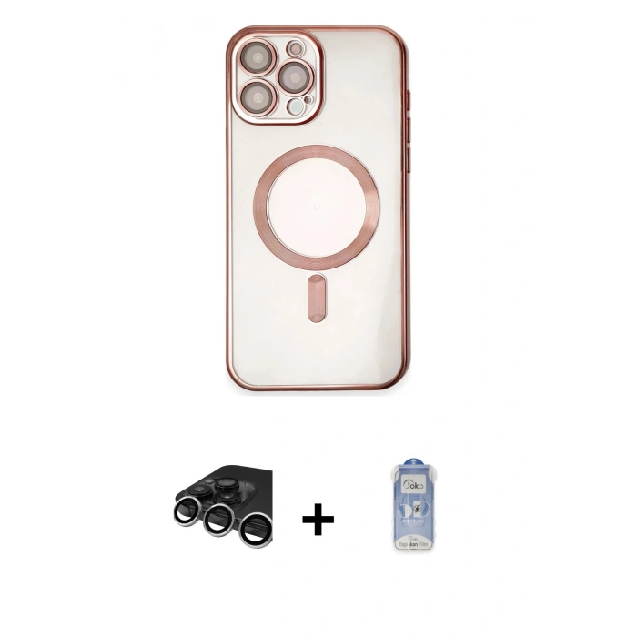MARSİLYAN™- iPhone 15 Pro Kılıf Nova Işık Özel Seri - Siyah Joko Magic 5D Cam + Raze Metal Kamera Lens - GS