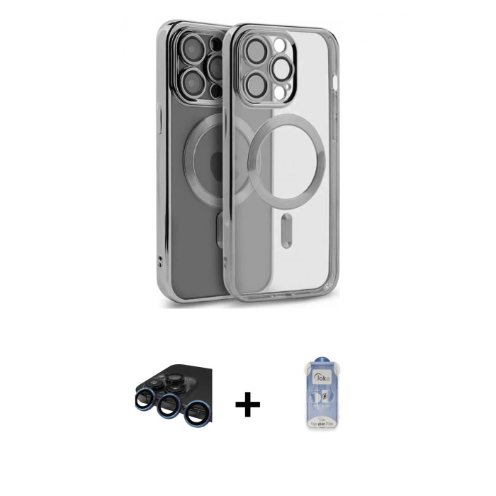 MARSİLYAN™- iPhone 15 Pro Kılıf Nova Işık Özel Seri - Siyah Joko Magic 5D Cam + Raze Metal Kamera Lens - LT