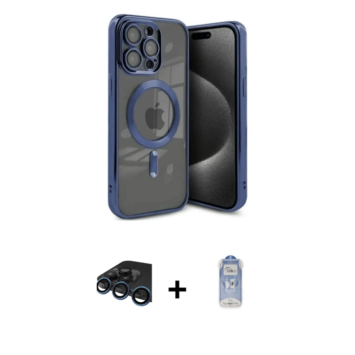 MARSİLYAN™- iPhone 15 Pro Kılıf Nova Işık Özel Seri - Siyah Joko Magic 5D Cam + Raze Metal Kamera Lens - LT