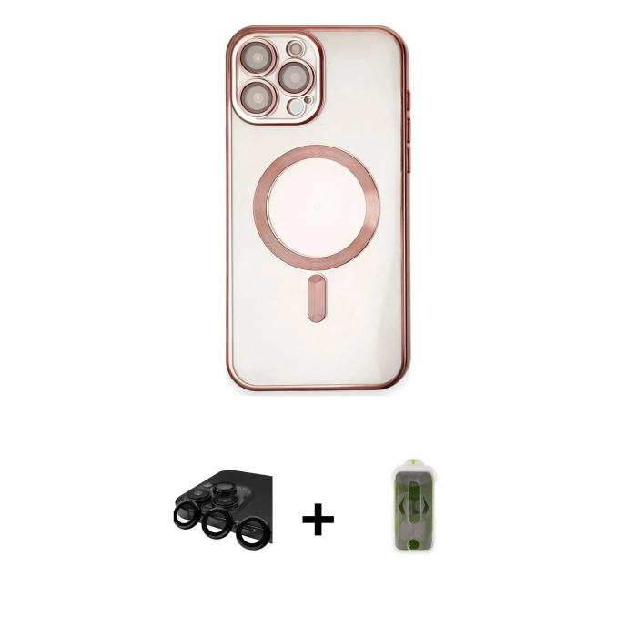 MARSİLYAN™- iPhone 15 Pro Kılıf Nova Işık Özel Seri - Siyah Joko Magic 5D Hayalet Cam + Raze Metal Kamera Lens - SH
