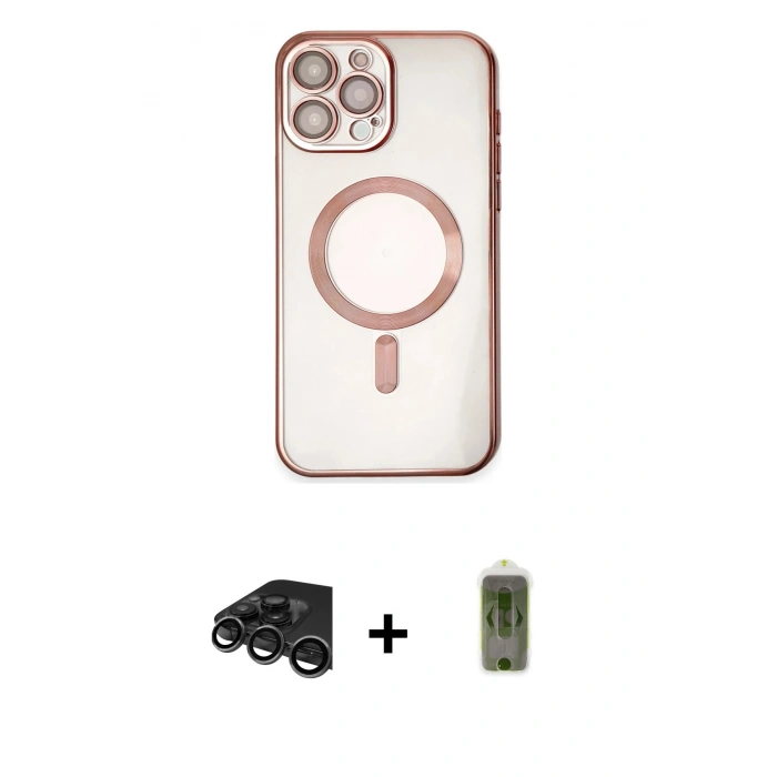 MARSİLYAN™- iPhone 15 Pro Kılıf Nova Işık Özel Seri - Siyah Joko Magic 5D Hayalet Cam + Raze Metal Kamera Lens - TMGI