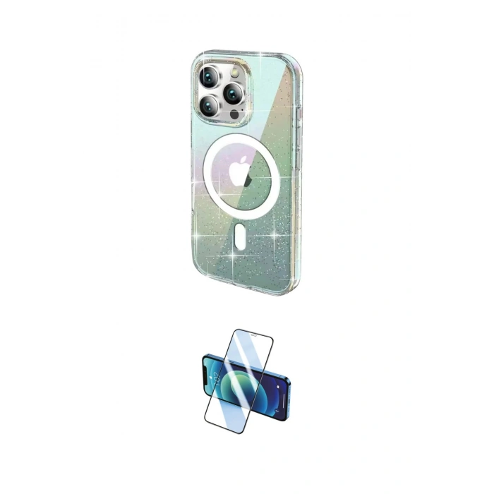 MARSİLYAN™- iPhone 15 Pro Kılıf Odak Modern Serisi - Siyah 3D Antistatik Seramik Nano Ekran Koruyucu