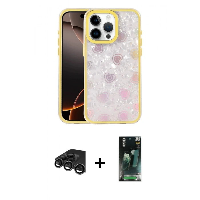 MARSİLYAN™- iPhone 15 Pro Kılıf Odak Prime - Siyah 360 Mat Full Body Arka Koruyucu + Raze Metal Kamera Lens - TMGI