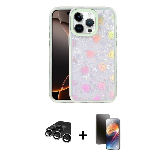 MARSİLYAN™- iPhone 15 Pro Kılıf Odak Prime - Siyah 3D Antistatik Mat Seramik Nano Ekran Koruyucu + Raze Metal Kamera Lens - GS