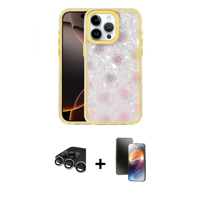 MARSİLYAN™- iPhone 15 Pro Kılıf Odak Prime - Siyah 3D Antistatik Mat Seramik Nano Ekran Koruyucu + Raze Metal Kamera Lens - GS