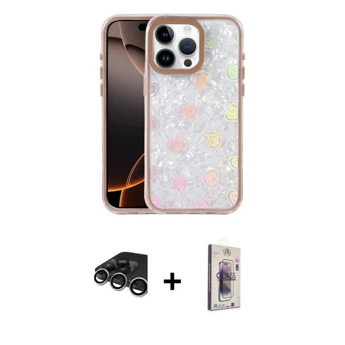 MARSİLYAN™- iPhone 15 Pro Kılıf Odak Prime - Siyah Bilvis 3D Cam Ekran Koruyucu + Raze Metal Kamera Lens - GS
