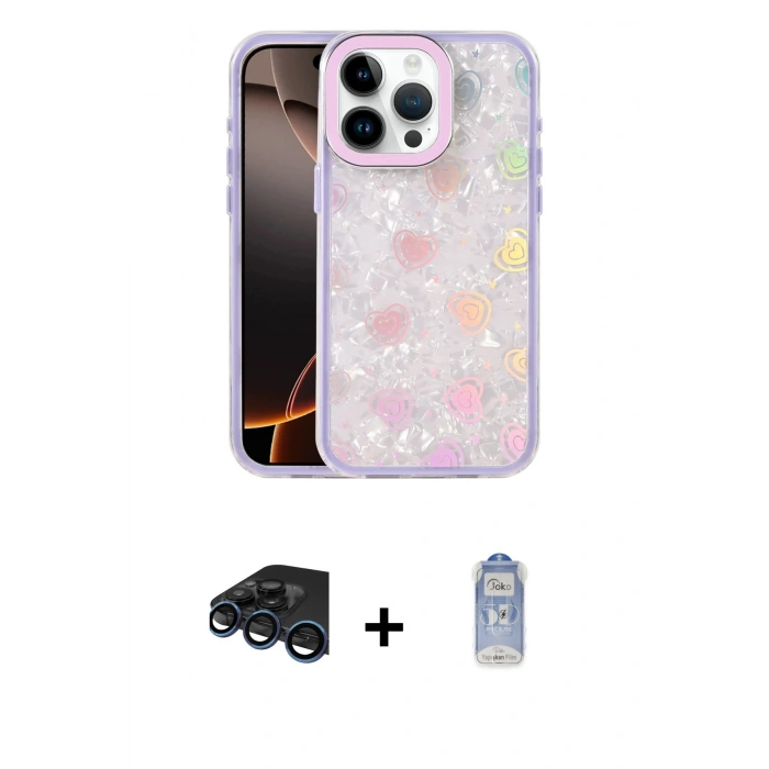 MARSİLYAN™- iPhone 15 Pro Kılıf Odak Prime - Siyah Joko Magic 5D Cam + Raze Metal Kamera Lens - LT