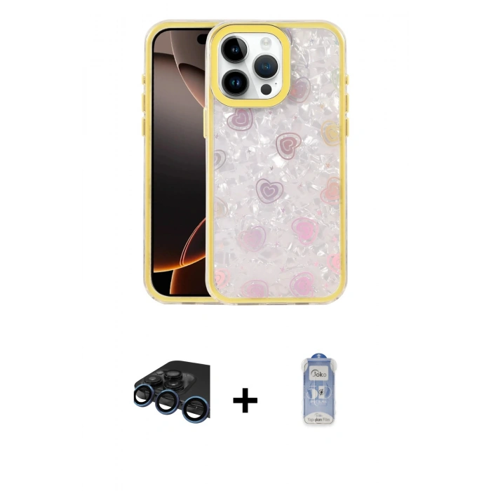 MARSİLYAN™- iPhone 15 Pro Kılıf Odak Prime - Siyah Joko Magic 5D Cam + Raze Metal Kamera Lens - LT