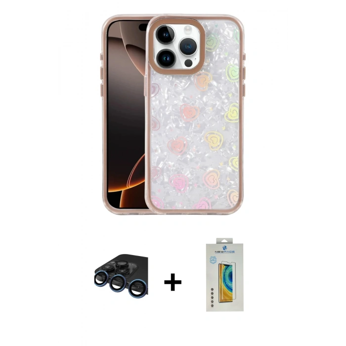 MARSİLYAN™- iPhone 15 Pro Kılıf Odak Prime - Siyah Polymer Nano Ekran Koruyucu + Raze Metal Kamera Lens - LT