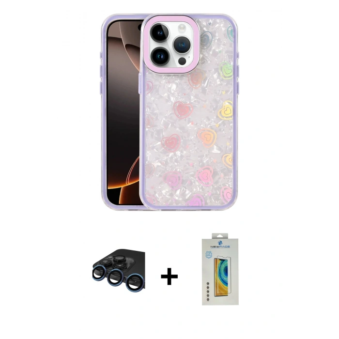 MARSİLYAN™- iPhone 15 Pro Kılıf Odak Prime - Siyah Polymer Nano Ekran Koruyucu + Raze Metal Kamera Lens - LT