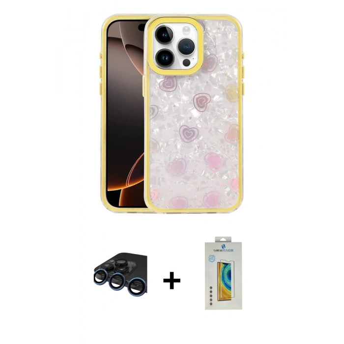 MARSİLYAN™- iPhone 15 Pro Kılıf Odak Prime - Siyah Polymer Nano Ekran Koruyucu + Raze Metal Kamera Lens - LT
