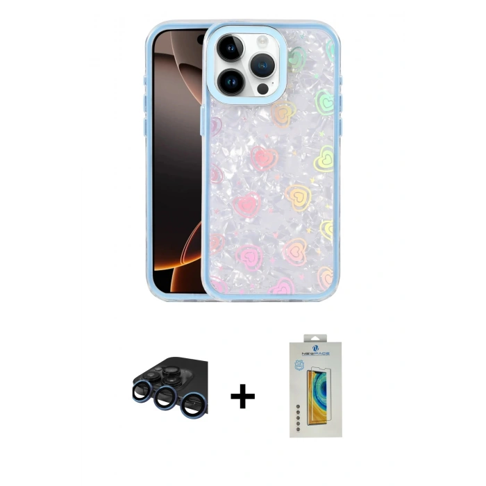 MARSİLYAN™- iPhone 15 Pro Kılıf Odak Prime - Siyah Polymer Nano Ekran Koruyucu + Raze Metal Kamera Lens - LT
