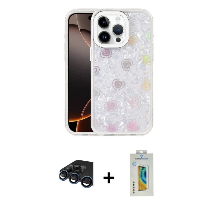MARSİLYAN™- iPhone 15 Pro Kılıf Odak Prime - Siyah Polymer Nano Ekran Koruyucu + Raze Metal Kamera Lens - LT