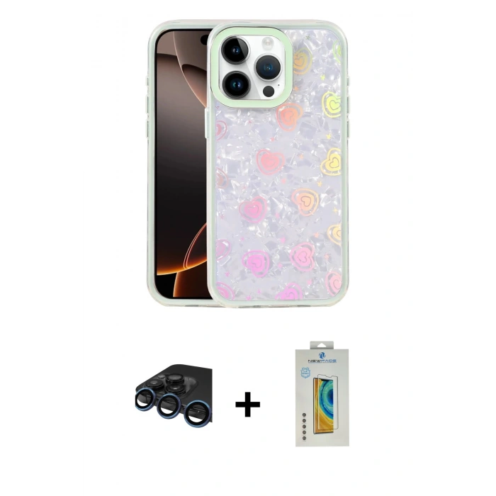 MARSİLYAN™- iPhone 15 Pro Kılıf Odak Prime - Siyah Polymer Nano Ekran Koruyucu + Raze Metal Kamera Lens - LT