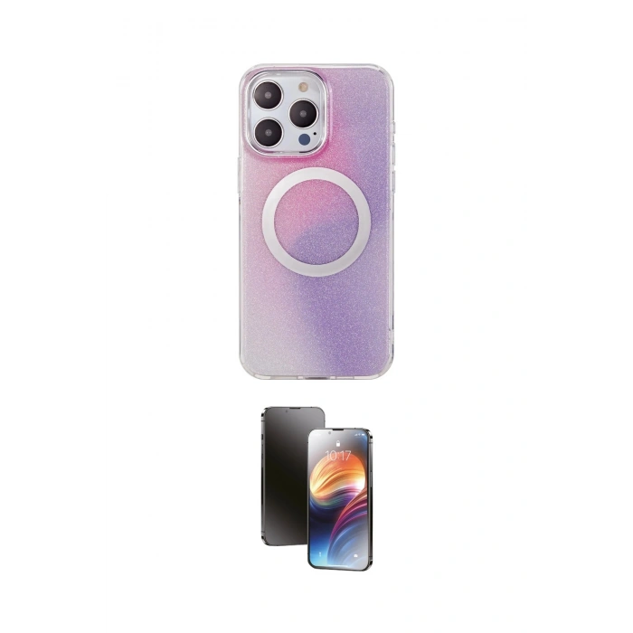 MARSİLYAN™- iPhone 15 Pro Kılıf Pusula Form - Siyah 3D Antistatik Mat Seramik Nano Ekran Koruyucu