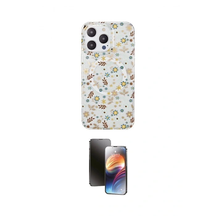 MARSİLYAN™- iPhone 15 Pro Kılıf Pusula Form - Siyah 3D Antistatik Mat Seramik Nano Ekran Koruyucu