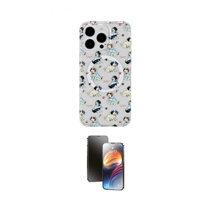 MARSİLYAN™- iPhone 15 Pro Kılıf Pusula Form - Siyah 3D Antistatik Mat Seramik Nano Ekran Koruyucu
