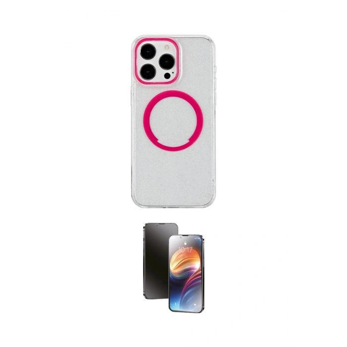 MARSİLYAN™- iPhone 15 Pro Kılıf Pusula Form - Siyah 3D Antistatik Mat Seramik Nano Ekran Koruyucu