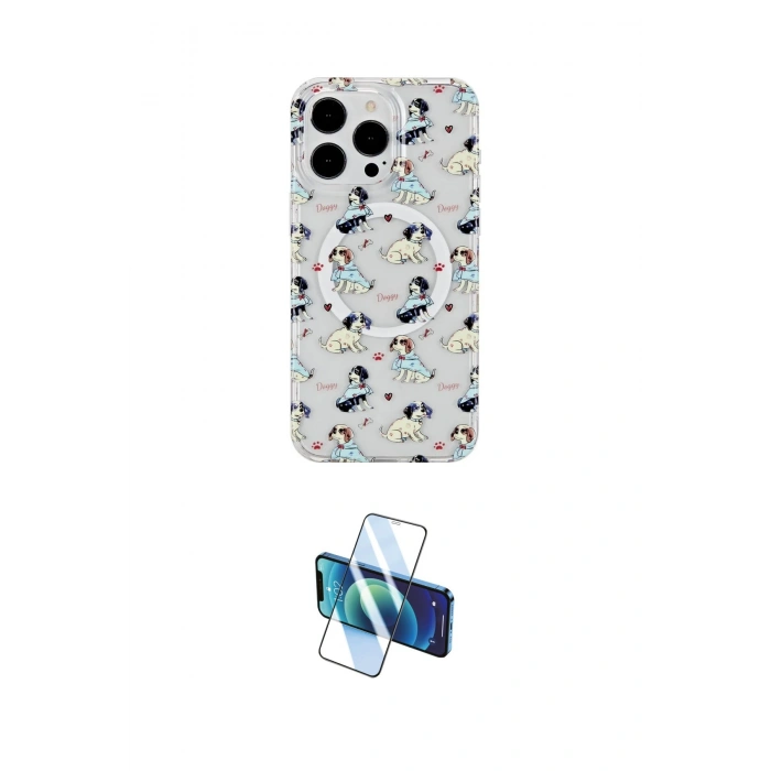MARSİLYAN™- iPhone 15 Pro Kılıf Pusula Form - Siyah 3D Antistatik Seramik Nano Ekran Koruyucu