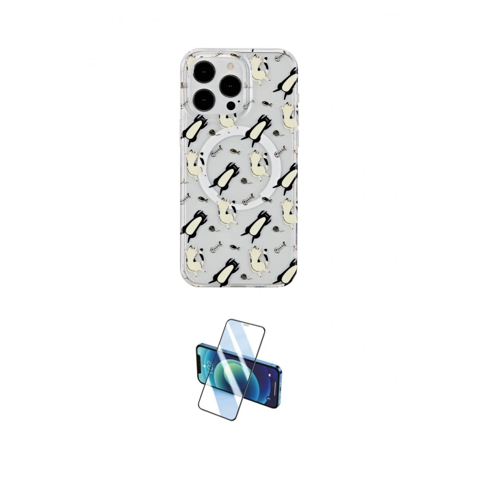 MARSİLYAN™- iPhone 15 Pro Kılıf Pusula Form - Siyah 3D Antistatik Seramik Nano Ekran Koruyucu