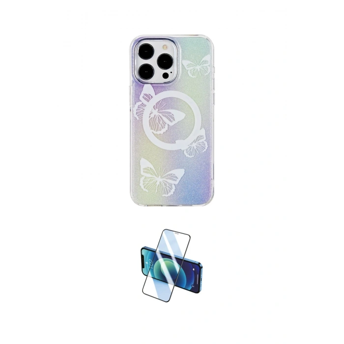 MARSİLYAN™- iPhone 15 Pro Kılıf Pusula Form - Siyah 3D Antistatik Seramik Nano Ekran Koruyucu