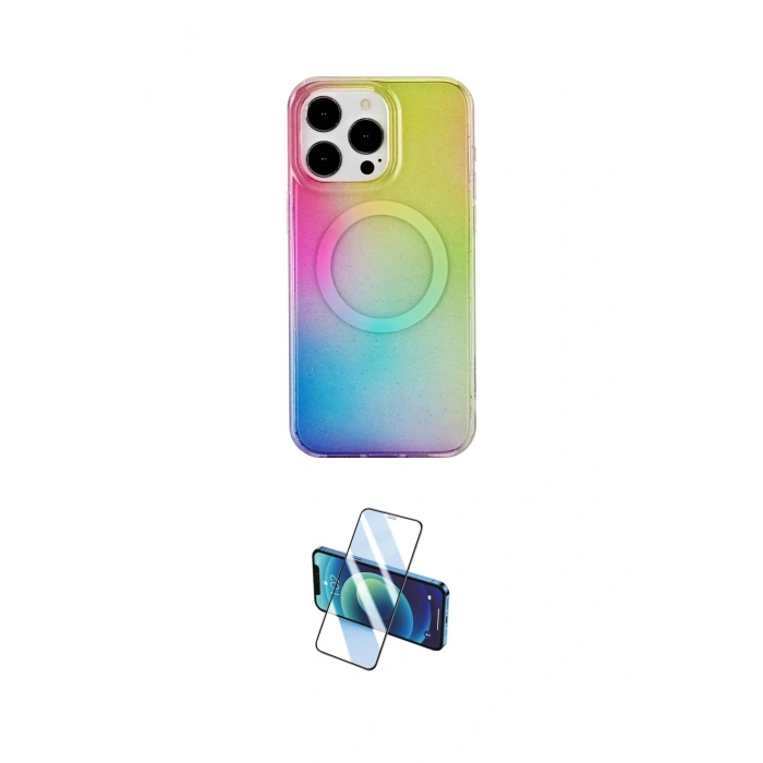 MARSİLYAN™- iPhone 15 Pro Kılıf Pusula Form - Siyah 3D Antistatik Seramik Nano Ekran Koruyucu