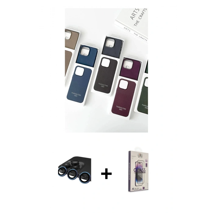 MARSİLYAN™- iPhone 15 Pro Kılıf Pusula Modern - Siyah Bilvis 3D Cam Ekran Koruyucu + Raze Metal Kamera Lens - LT