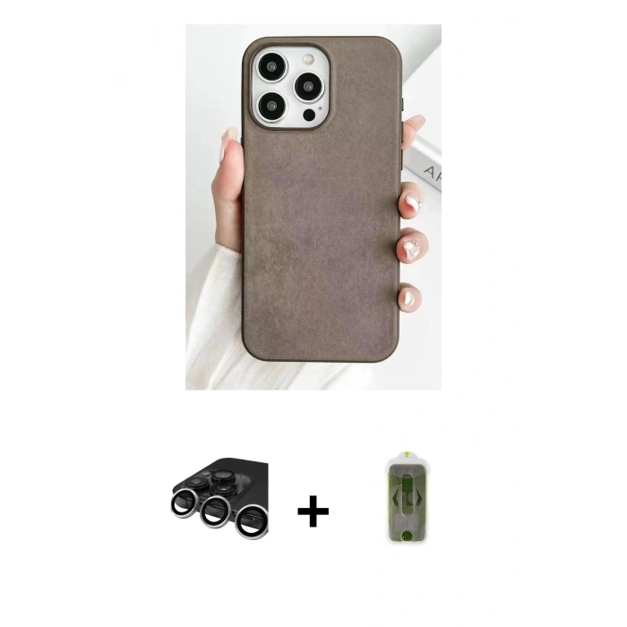 MARSİLYAN™- iPhone 15 Pro Kılıf Pusula Modern - Siyah Joko Magic 5D Hayalet Cam + Raze Metal Kamera Lens - GS