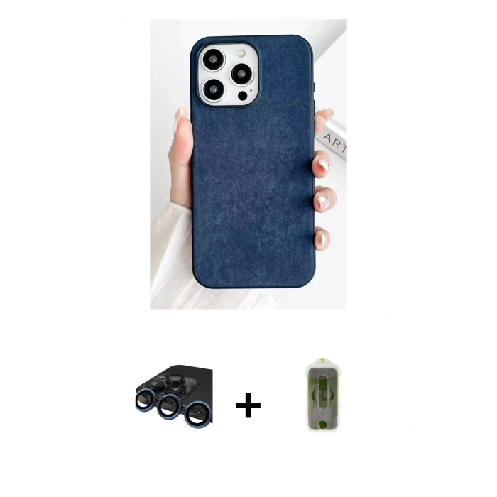 MARSİLYAN™- iPhone 15 Pro Kılıf Pusula Modern - Siyah Joko Magic 5D Hayalet Cam + Raze Metal Kamera Lens - LT