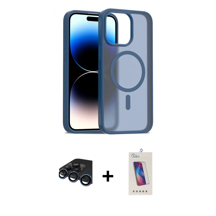 MARSİLYAN™- iPhone 15 Pro Kılıf Siluet Minimal Prime - Siyah Joko 5D Cam + Raze Metal Kamera Lens - LT