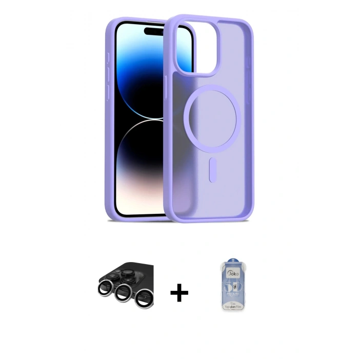 MARSİLYAN™- iPhone 15 Pro Kılıf Siluet Minimal Prime - Siyah Joko Magic 5D Cam + Raze Metal Kamera Lens - GS