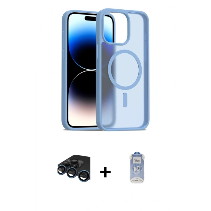 MARSİLYAN™- iPhone 15 Pro Kılıf Siluet Minimal Prime - Siyah Joko Magic 5D Cam + Raze Metal Kamera Lens - LT