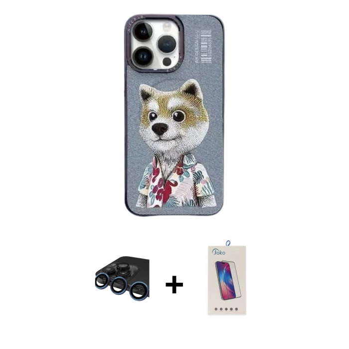 MARSİLYAN™- iPhone 15 Pro Kılıf Siluet Modern Özel Seri - Siyah Joko 5D Cam + Raze Metal Kamera Lens - LT
