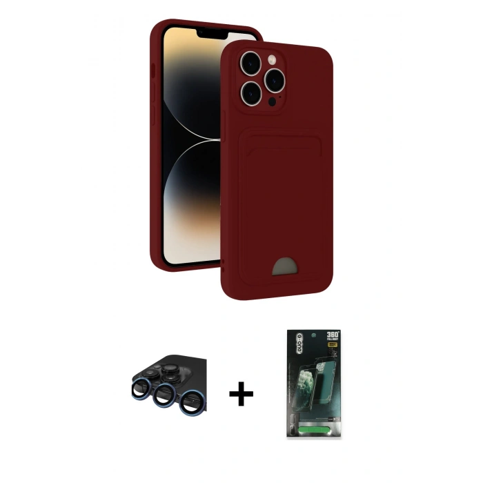 MARSİLYAN™- iPhone 15 Pro Kılıf Vadi Çizgi Prime - Şeffaf 360 Full Body Arka Koruyucu + Raze Metal Kamera Lens - LT