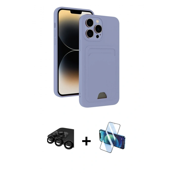 MARSİLYAN™- iPhone 15 Pro Kılıf Vadi Çizgi Prime - Siyah 3D Antistatik Seramik Nano Ekran Koruyucu + Raze Metal Kamera Lens - SH
