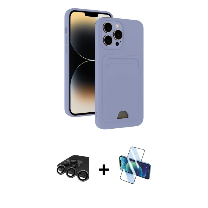 MARSİLYAN™- iPhone 15 Pro Kılıf Vadi Çizgi Prime - Siyah 3D Antistatik Seramik Nano Ekran Koruyucu + Raze Metal Kamera Lens - TMGI