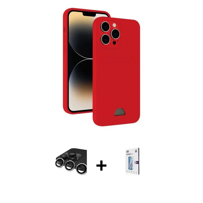 MARSİLYAN™- iPhone 15 Pro Kılıf Vadi Çizgi Prime - Siyah Bilvis 0.18mm Plus Cam Ekran Koruyucu + Raze Metal Kamera Lens - GS