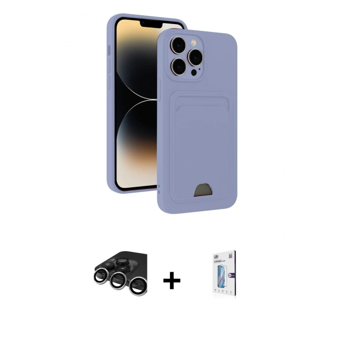 MARSİLYAN™- iPhone 15 Pro Kılıf Vadi Çizgi Prime - Siyah Bilvis 0.18mm Plus Cam Ekran Koruyucu + Raze Metal Kamera Lens - GS