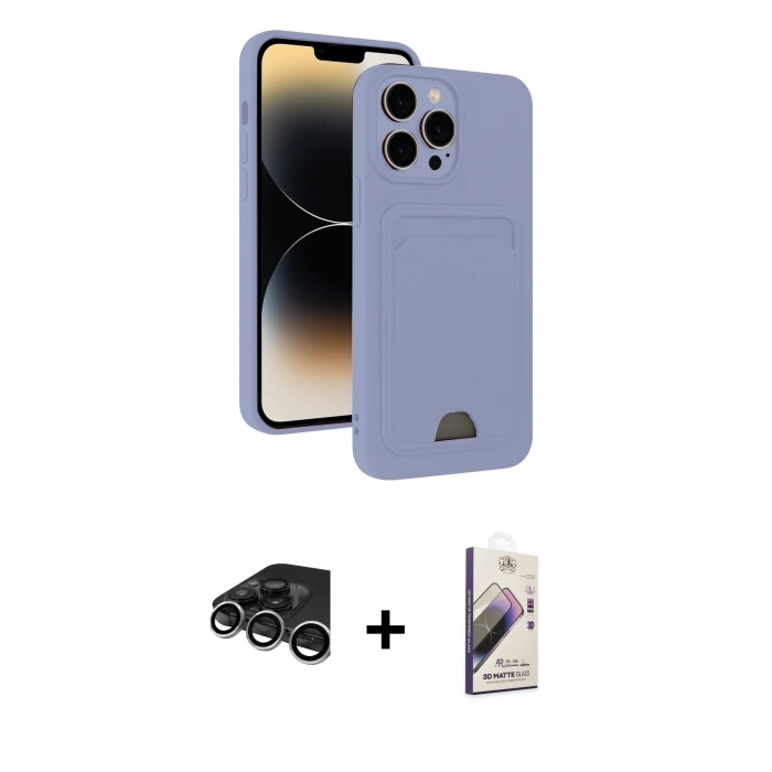 MARSİLYAN™- iPhone 15 Pro Kılıf Vadi Çizgi Prime - Siyah Bilvis 3D Mat Cam Ekran Koruyucu + Raze Metal Kamera Lens - GS