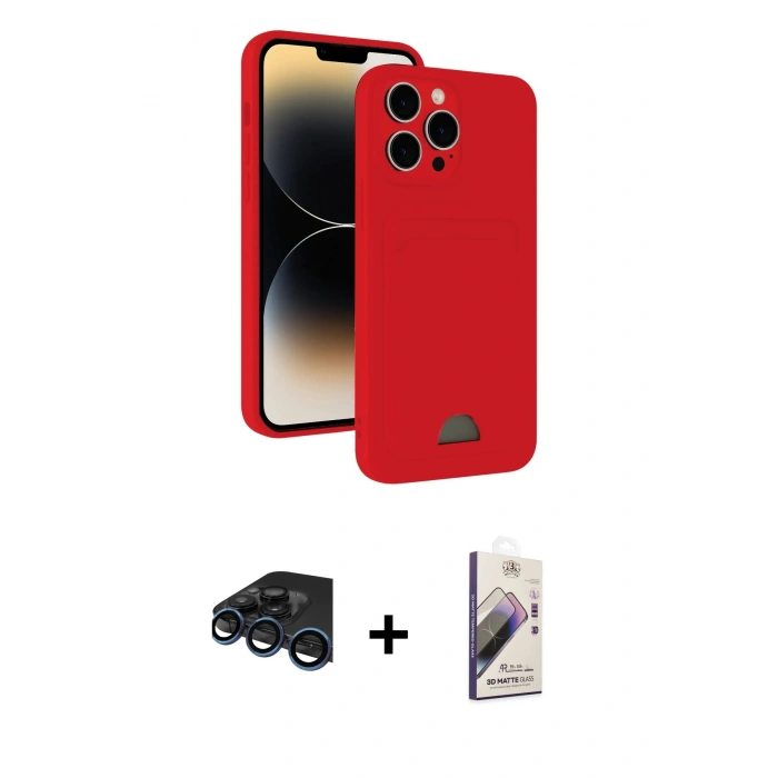 MARSİLYAN™- iPhone 15 Pro Kılıf Vadi Çizgi Prime - Siyah Bilvis 3D Mat Cam Ekran Koruyucu + Raze Metal Kamera Lens - LT