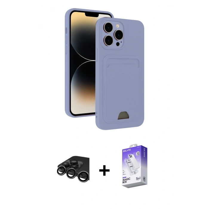 MARSİLYAN™- iPhone 15 Pro Kılıf Vadi Çizgi Prime - Siyah Bilvis 5in1 3D Magic Cam Ekran Koruyucu + Raze Metal Kamera Lens - TMGI